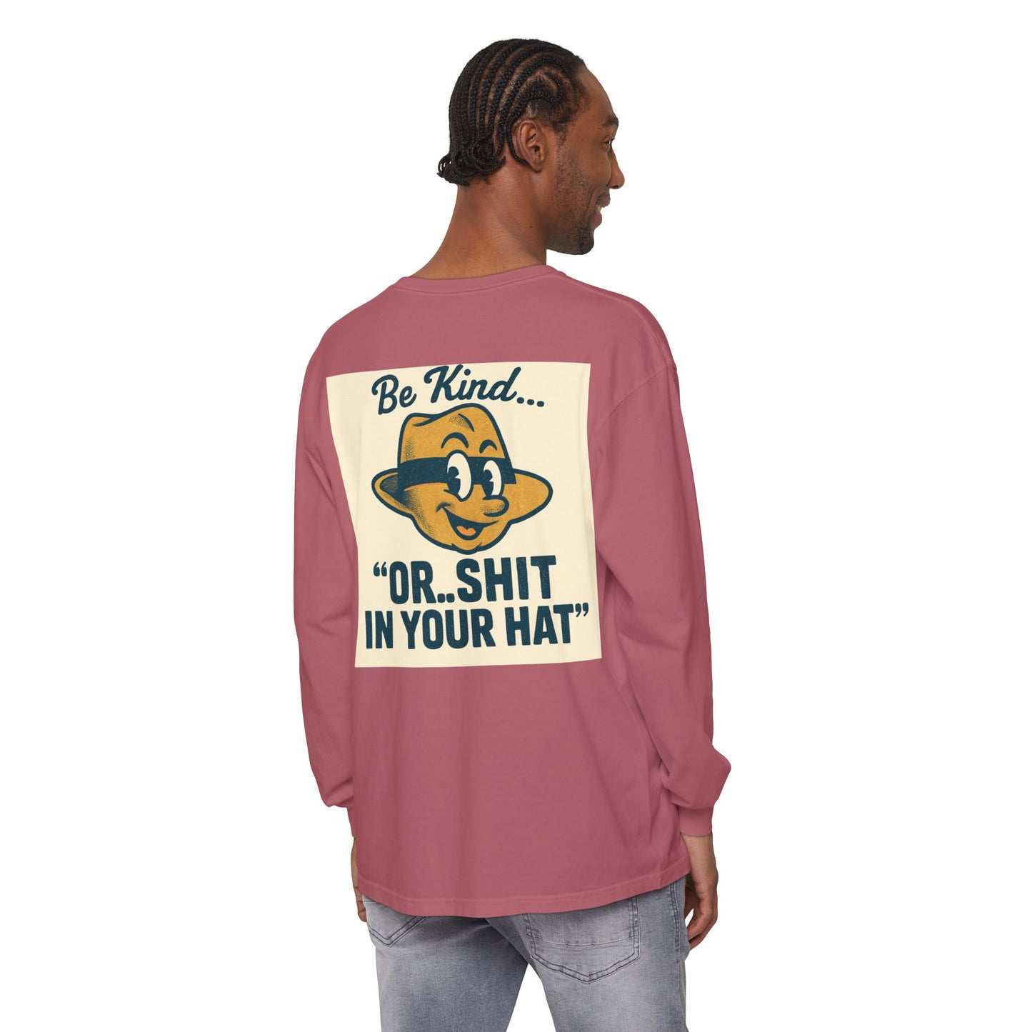 Be Kind Long Sleeve Tee, Unisex Garment-Dyed Shirt, Kindness Apparel, Casual Wear, Gift for Friends, Positive Vibes T-Shirt