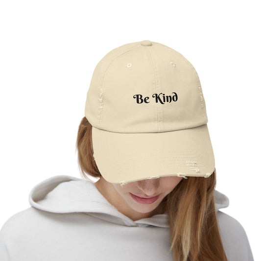 Be Kind Distressed Cap, Casual Hat for Kindness Advocates, Gift for Friends, Positive Vibes Cap, Summer Accessory, Everyday Wear